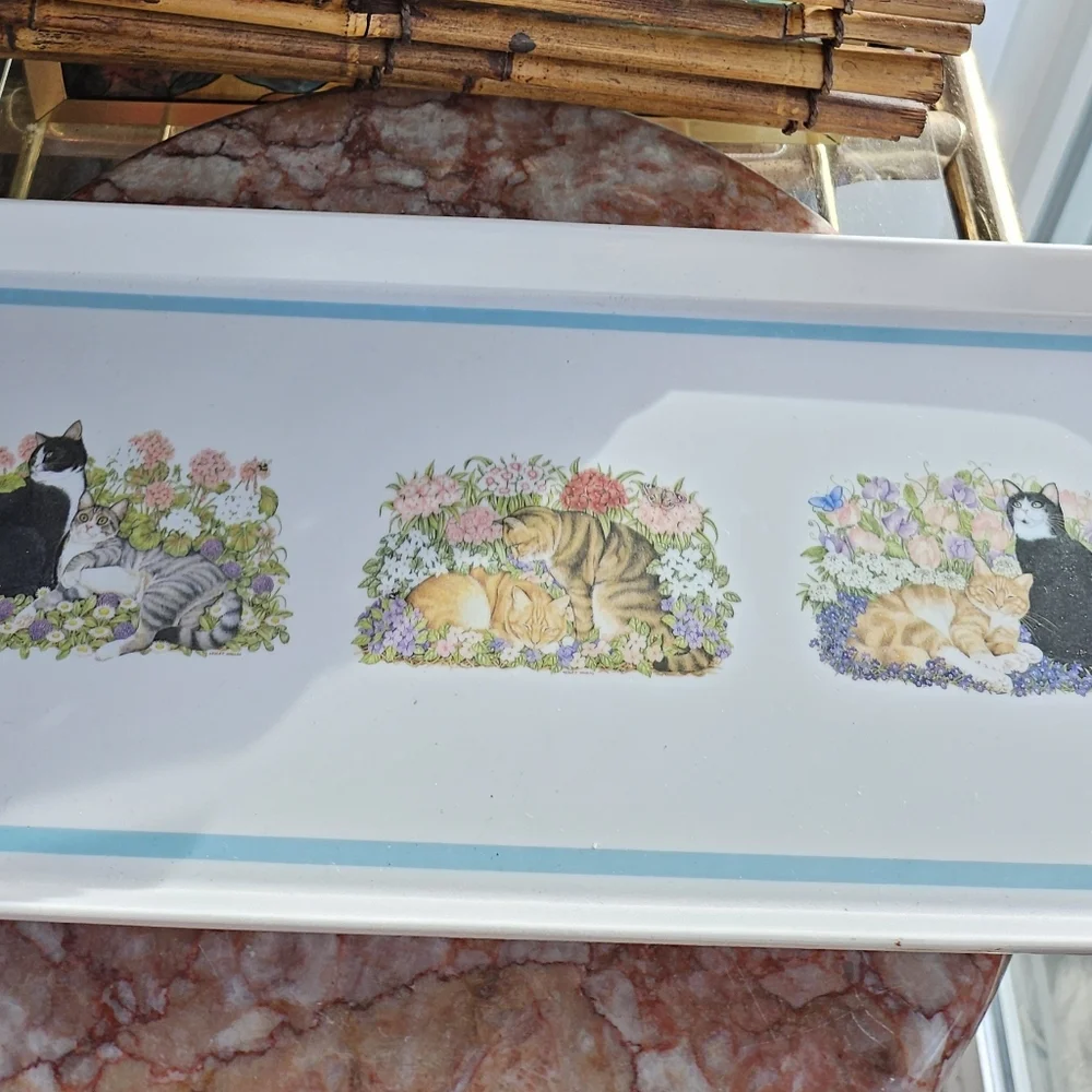 Vintage Pimpernel Garden Cats Lunch Trays